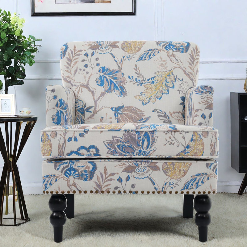 Fauteuil d'appoint bleu confortable en bois massif de style contemporain pour la maison