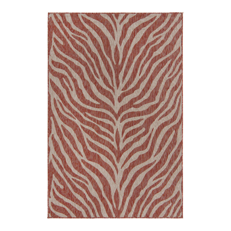 Rust Red Tsavo Indoor/Outdoor Safari Rug, Rectangle 5'3" x 7'10"