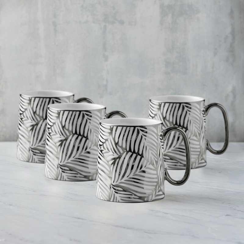 Tropical Mugs, White/Silver