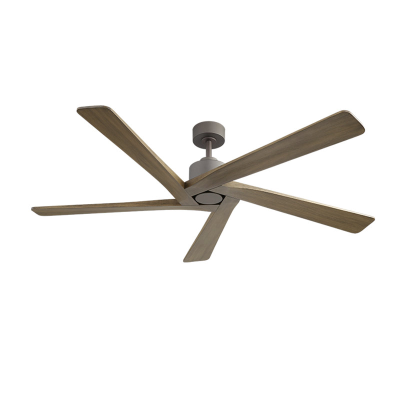 Ventilateur de plafond d'intérieur à 5 pales Baun avec télécommande, 64", Brun, Gris anthracite