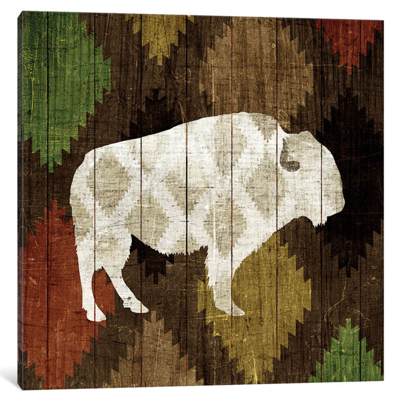 «Southwest Lodge Buffalo», impression sur toile, H 12 po x l 12 po x P 1,5 po, Pas de tapis, Toile tendue