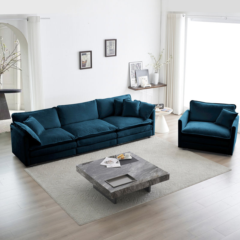 3 Canapé modulaire de salon avec éponge et cadre en bois massif