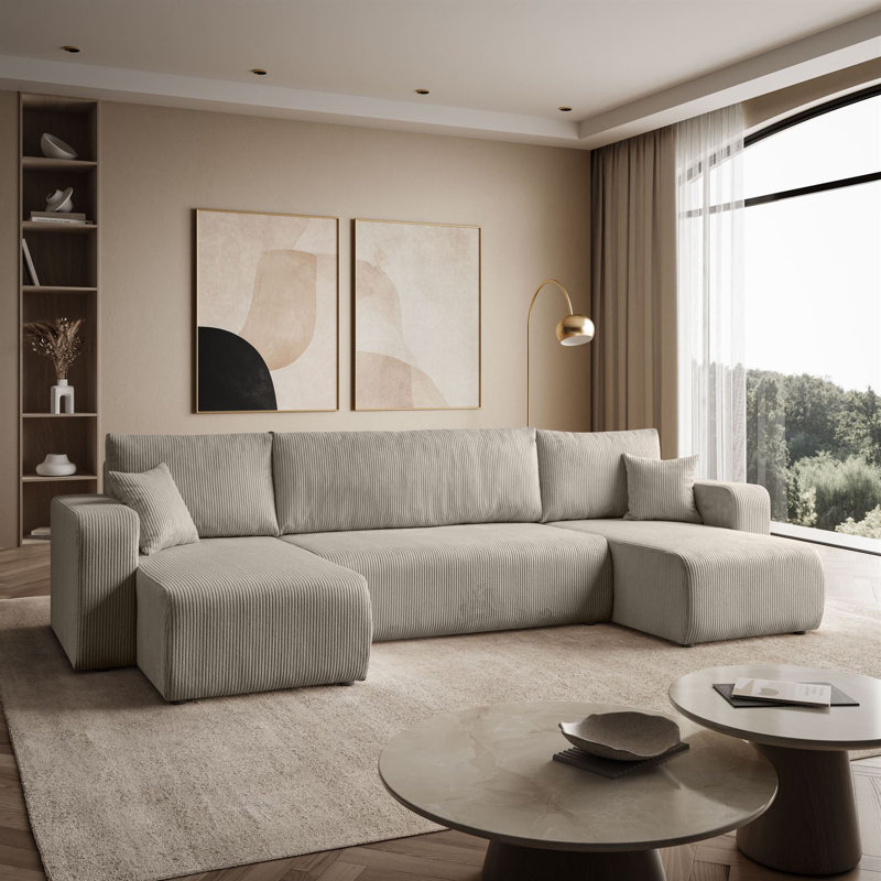 6 Seater Corner Sofa , Beige