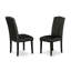 Ensemble de table de salle à manger 5 pièces comprenant une table de cuisine ronde avec piédestal et 4 chaises Parson en similicuir noir, noir-871247614-936697437-936697438