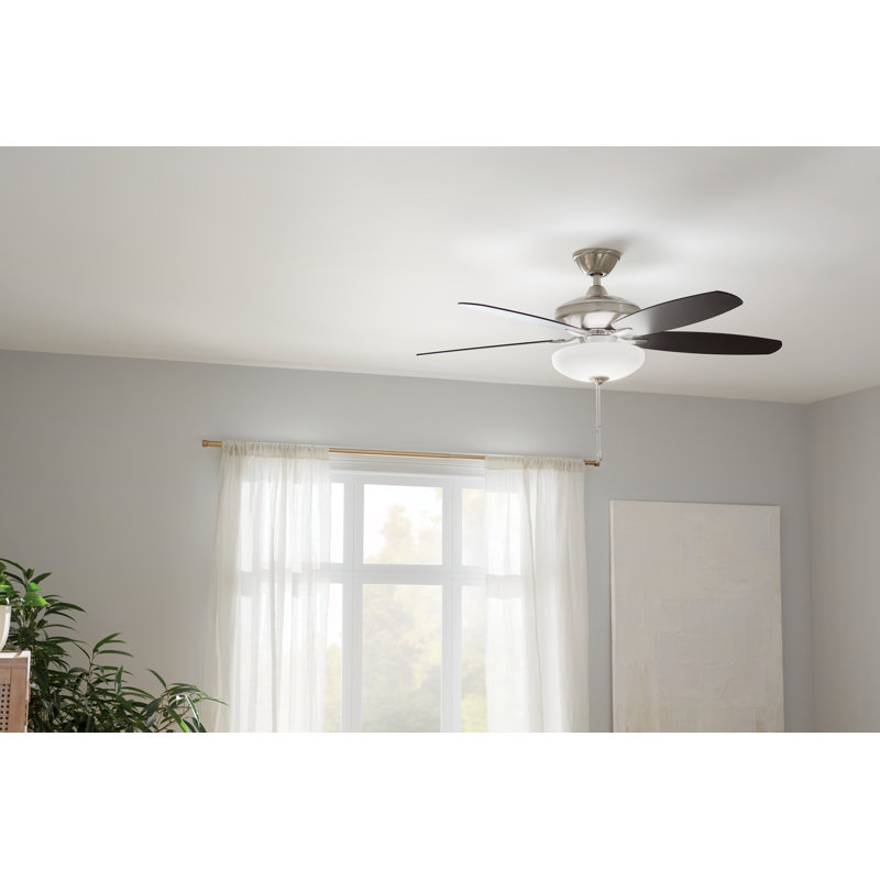52'' Ceiling Fan with LED Lights, Brushed Stainless Steel