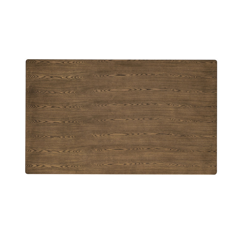 Table de salle à manger rectangulaire, contemporaine, teinte noyer, bois d'hévéa massif, cuir synthétique, table rectangulaire à abat-jour durable en bois et avec 35 po de profondeur, 59 de largeur, 30 de hauteur, 50 lb