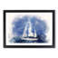 White Sailboat Paint Strokes in Abstract - Framed Print-55768450-55768451
