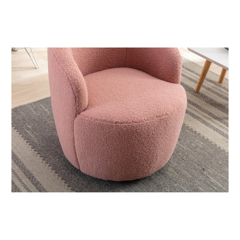 Genece Upholstered Swivel Accent Chair, Light Pink Wool
