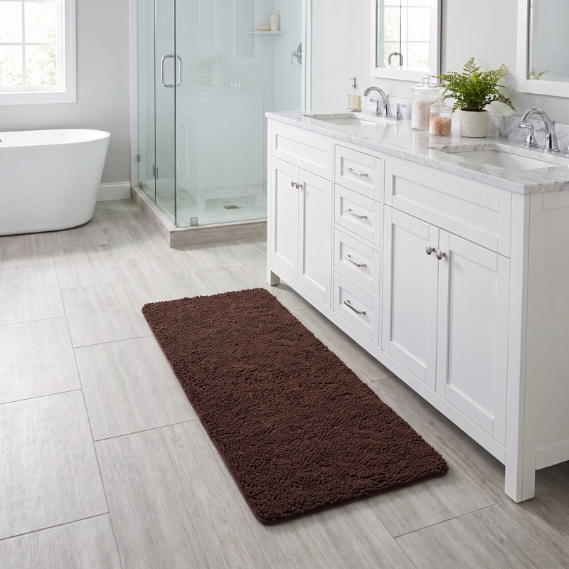 Tapis de bain en chenille 58 x 24 avec envers antidérapant - Mousse à mémoire de forme en chenille absorbante à velours épais
