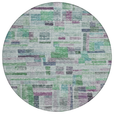 Mosaic Green Washable Indoor-Outdoor Rug - 