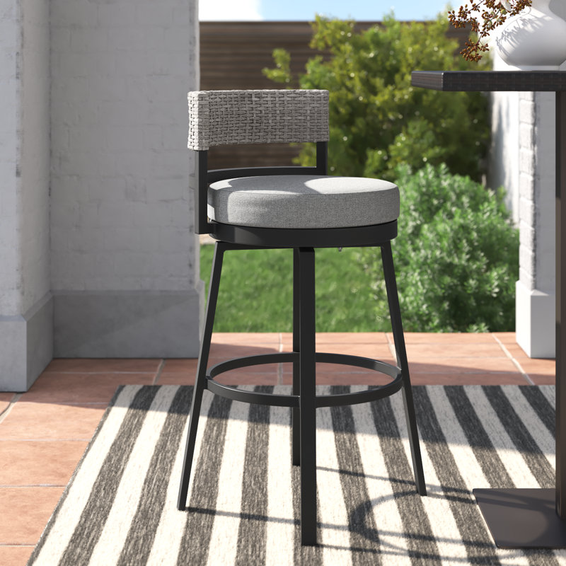 Chave 26" Patio Bar Stool with Cushion, Counter (26" Seat Height)