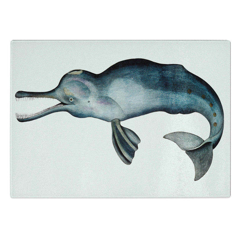 Tempered Glass River Dolphin by John Edward Gray Chopping Board, 28.5 cm W x 20 cm L
