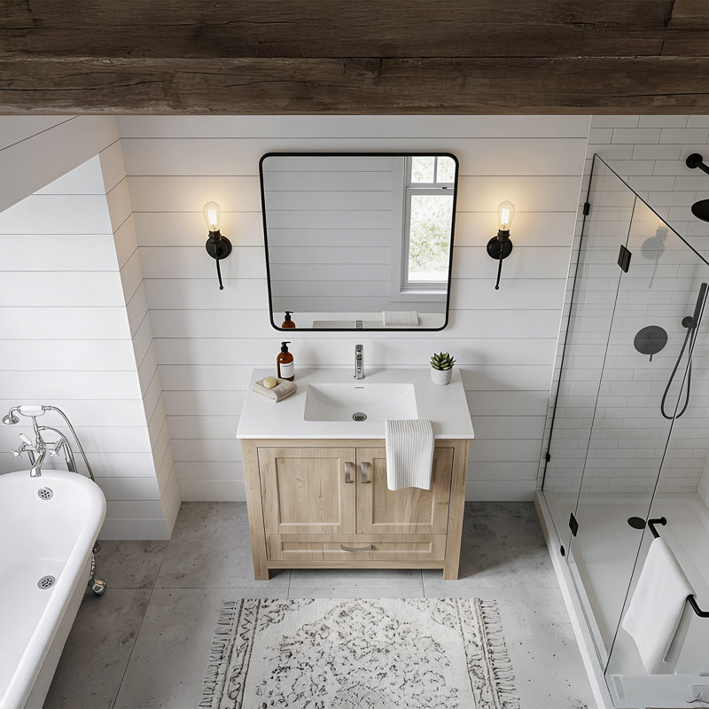 Livorno 30 " W Freestanding Standard Free Standing Single Double Single Vanity Bathroom Vanity With Ceramic Top