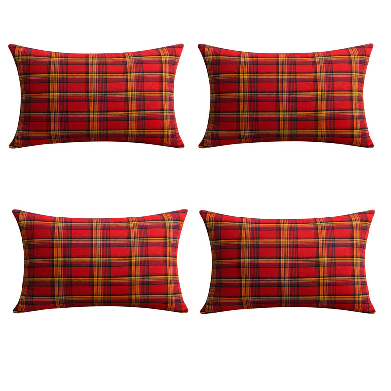 Housse de coussin 100% coton, 22 po x 14 po, Rouge / vert