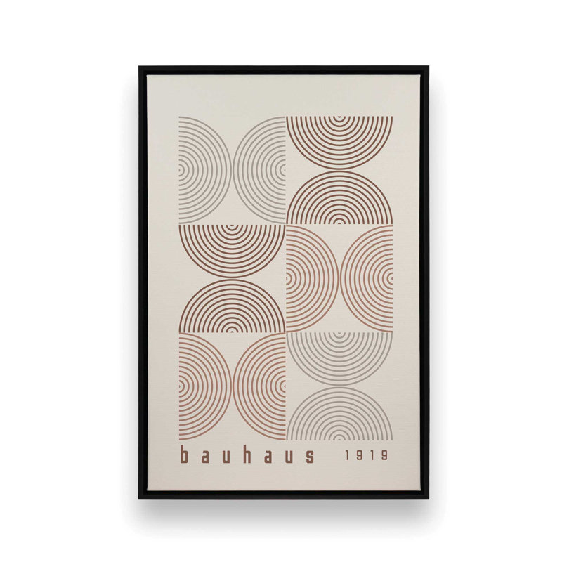 Affiche de composition Bauhaus, Beige/brun, Cadre flottant noir satiné, H 18,75 po x l 12,75 po