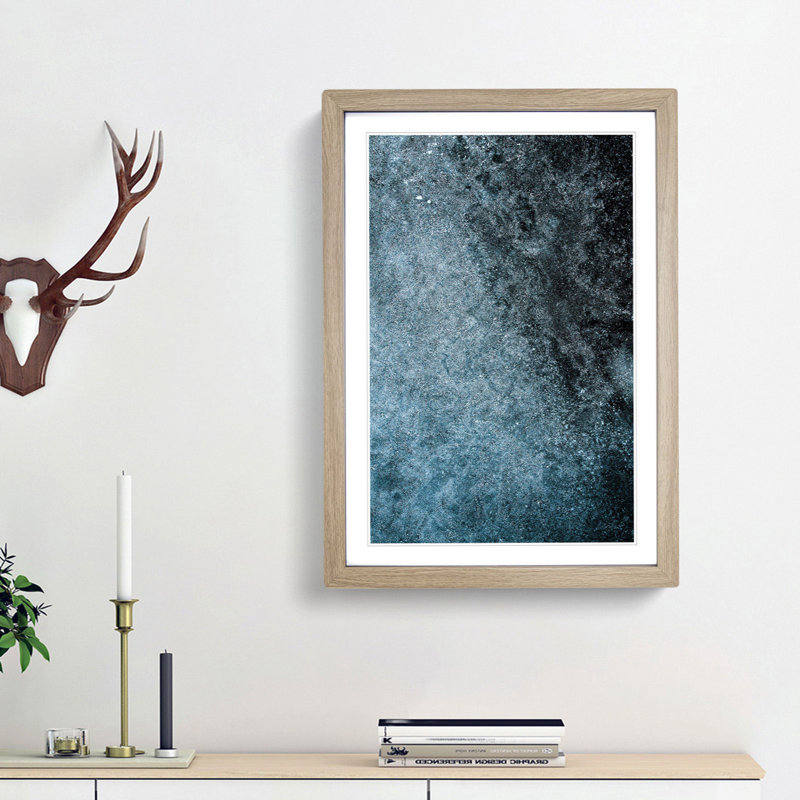 Speckles of Midnight in Abstract - Framed Print, 65cm H x 48cm W x 2cm D, Oak Framed