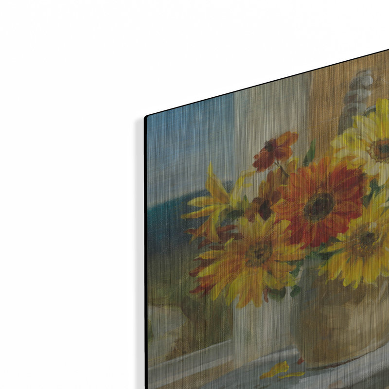 «Sunflowers By The Sea Square» par Danhui Nai, art mural en métal, H 12 po x l 12 po