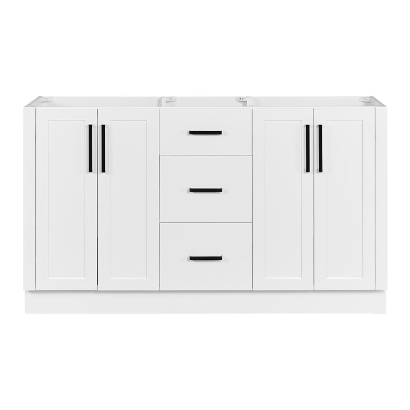   Loren 60 Inch Double Sink Base Cabinet in White, White