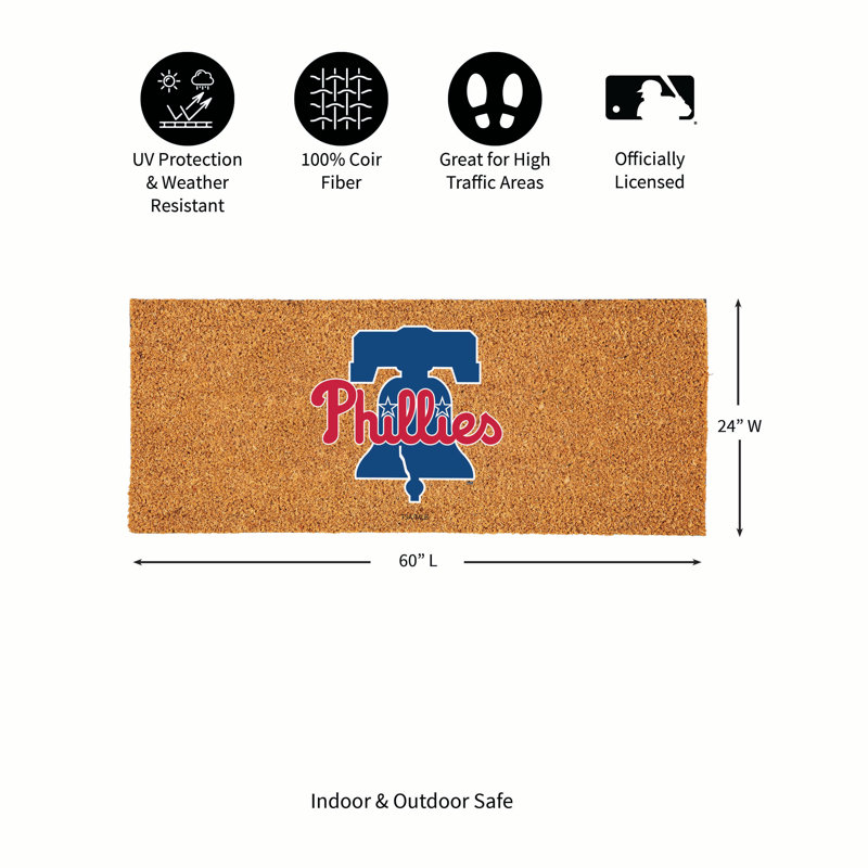 Très grand tapis de couleur coco Philadelphia Phillies, 60 po x 24 po