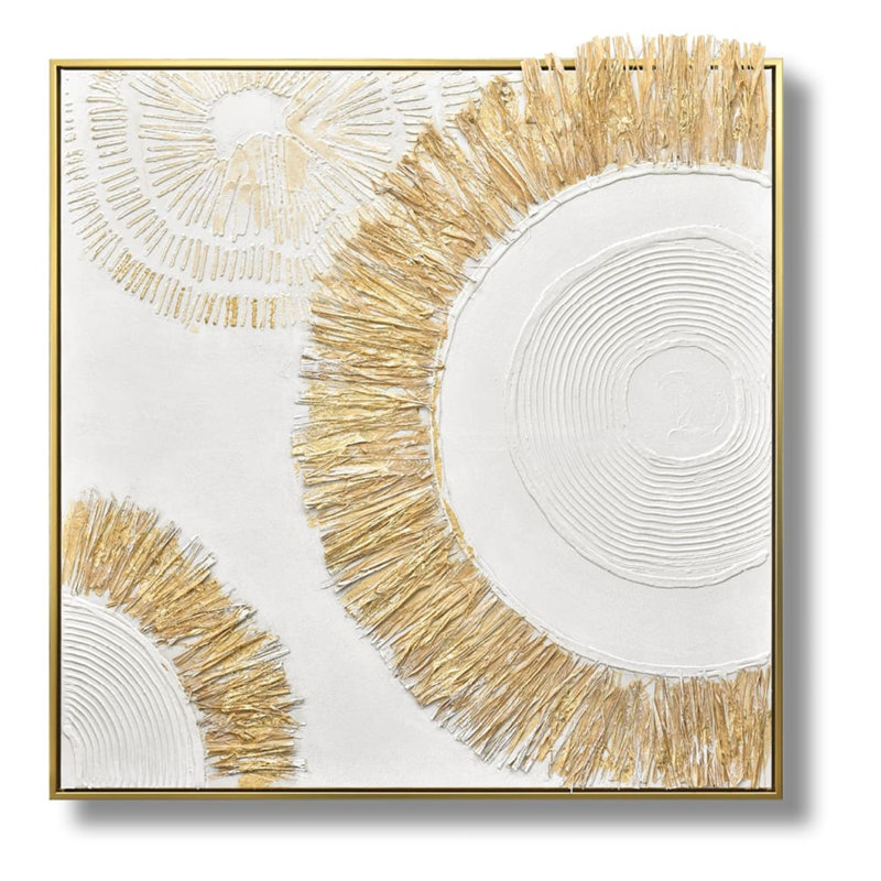 Art mural en toile Golden Sunburst Luxe Texture - 35 po x 35 po - cadre doré