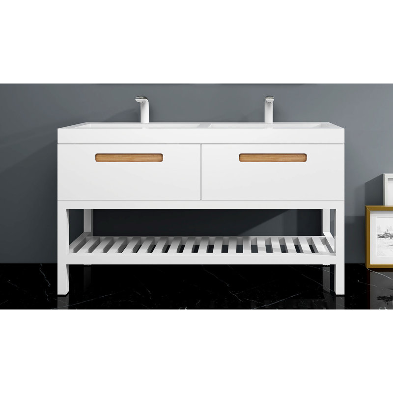 Patillo 60'' Double Bathroom Vanity with Resin Top