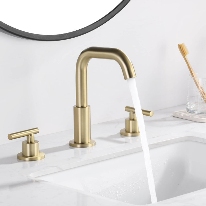 Robinet de salle de bain à large entraxe, Or brossé