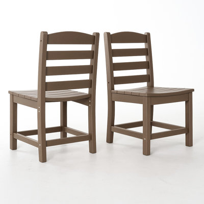 Armless Chairs For Outdoor Dining, Of 2, Weather Frame, Contemporary Style, High Customization, Impact Strength, Long Service, Low Maintenance, 17.42
