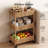 12.8″ Wide 3-Tier Water Hyacinth Rolling Caddy W/ Wheels, Utility Cart, Storage Organization 