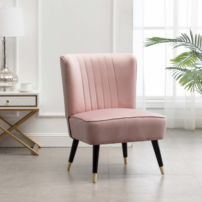 Chaise d'appoint rembourrée Elon, Rose