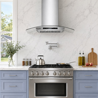 36 Inch Wall Mount Range Hood, Convertible 900 CFM Kitchen Vent Hood with Gesture Remote and Touch Control, with Memory Mode & Adjustable LED Lights& ETL Certified