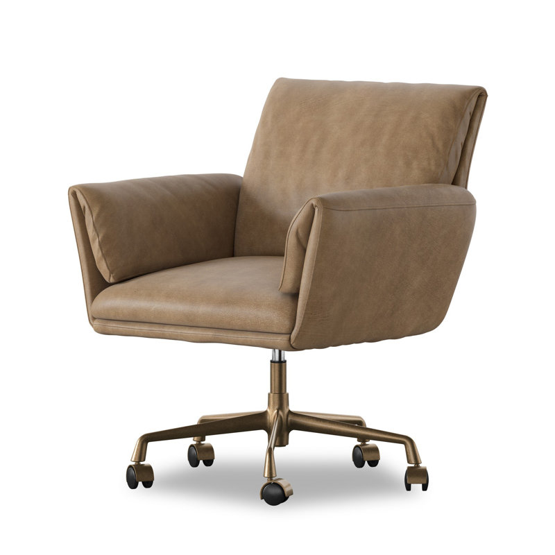 Salerno Desk Chair, Leather, Taupe Brown
