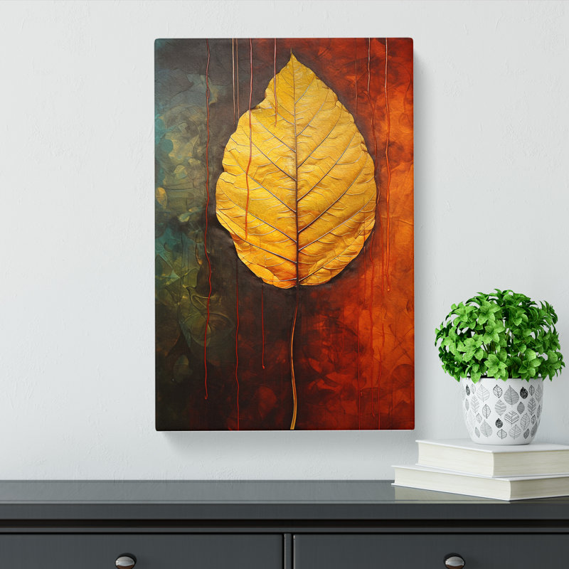 Leaf Hard Edge Painting - Wrapped Canvas, 50cm H x 35cm W x 3cm D