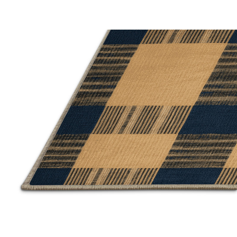 Tapis brun à carreaux lavable à la machine, Rectangle 2 pi x 3 pi