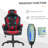 6 Vibrating Point Massage Computer Gaming Chair 5 Modes, Racing Style Heated Desk Chair Swivel Rolling Chair with Headrest, Red / Black