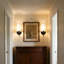 Ensemble de 2 appliques murales à abat-jour en tissu classique, éclairage à une lumière E12, lampe murale de ferme pour miroir de salle de bain, salon, chevet (noir mat / laiton)-1212820848