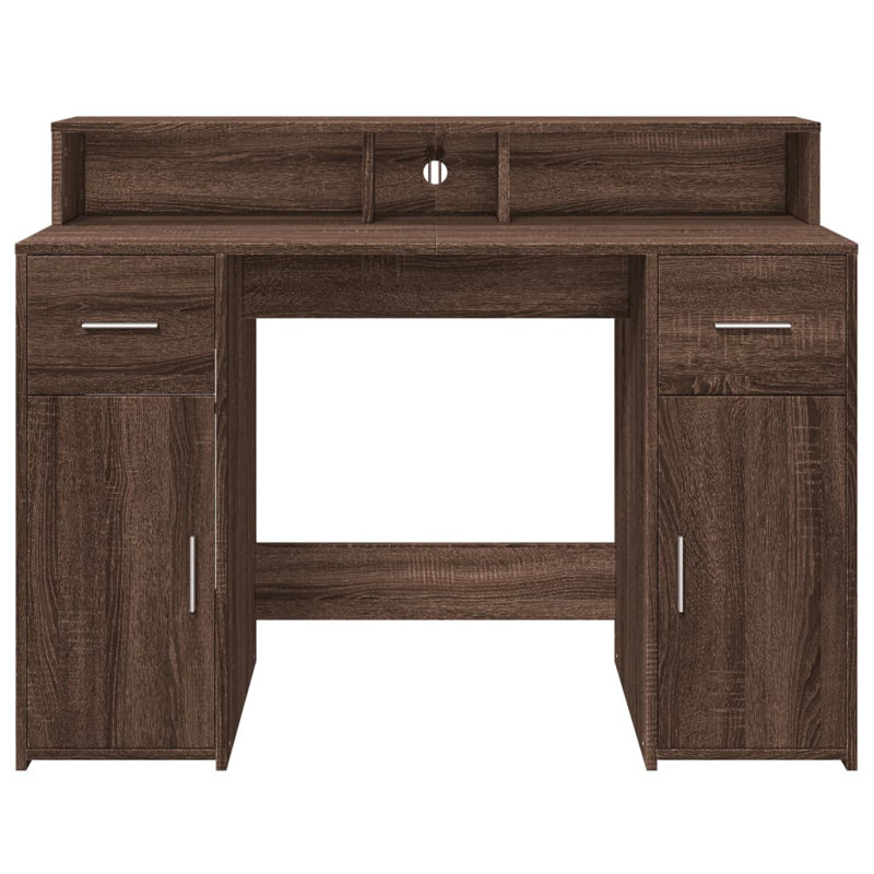 Computer Desk, Brown oak/Look, 91cm H x 120cm W x 55cm D