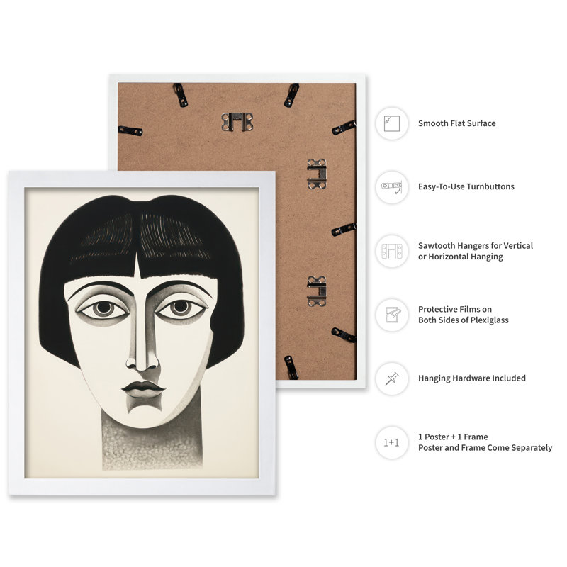 Portrait de femme no2, Poster, 18"H x 24"W, White Framed