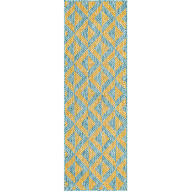 Outdoor Destiny Area Rug Mustard Color, Runner 2' x 6'