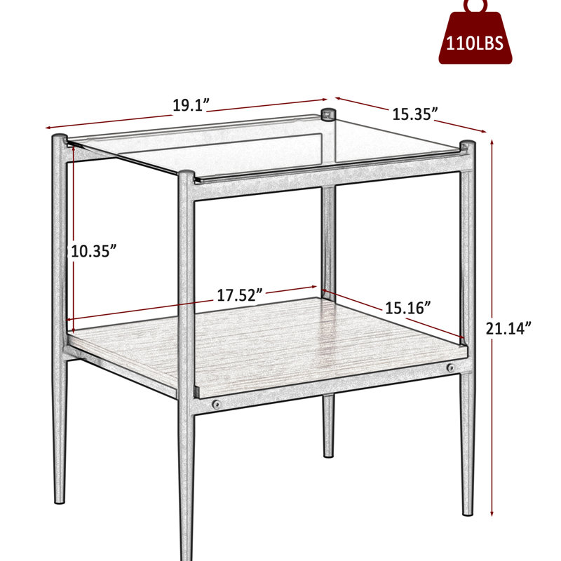 Table basse et tables de bout en verre trempé 3, rangement, décor de salon moderne, brun de 3 tables, combinaison,