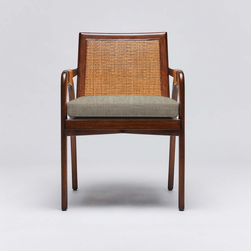 Delray Upholstered Arm Chair, Chestnut, Hemp Loop
