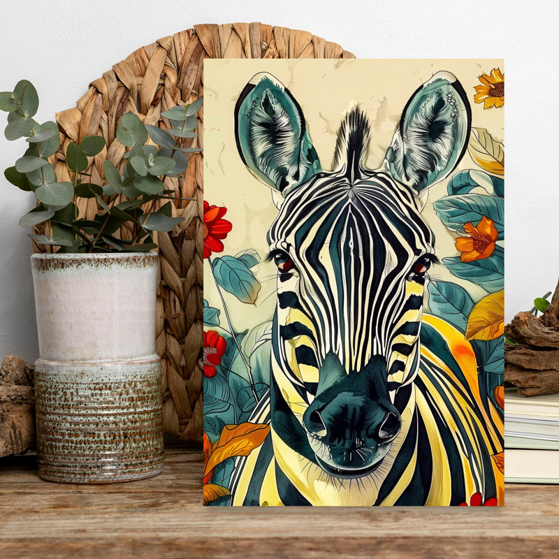 Animaux tropicaux, art zébré audacieux et coloré, 18" H x 12" W