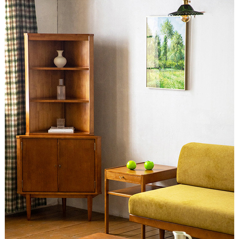 Présentoir 29,53 "en bois massif brun standard et armoires en porcelaine