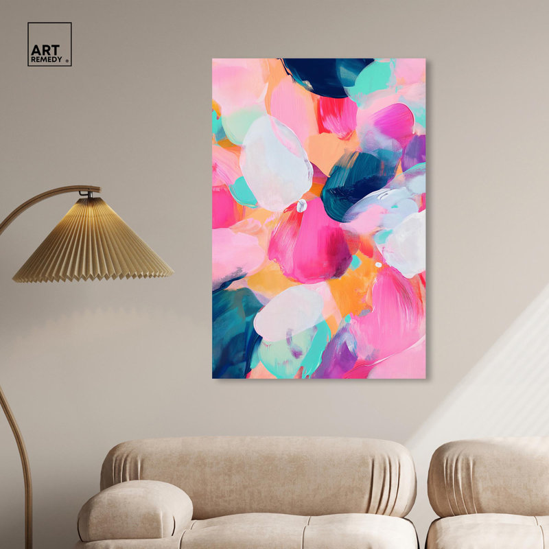 Peony Burst Vision, toile moderne de couleur abstraite par Art Remedy, Toile tendue, H 45 po x l 30 po