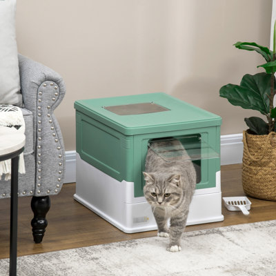 Litière pour chat - Portable, spacieuse, bac à odeurs, chambre supplémentaire, portes doubles, pratique