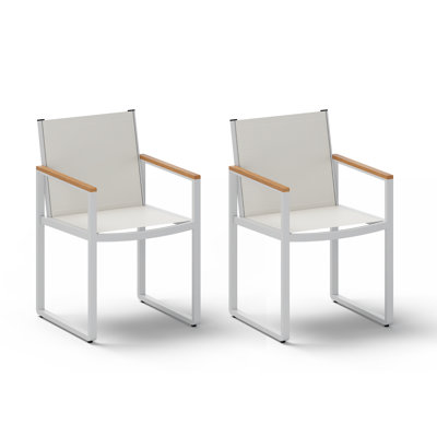 Aluminum Outdoor Patio Dining Armchairs with 350 lbs Weight Capacity & U-Shaped Legs (Set of 2)