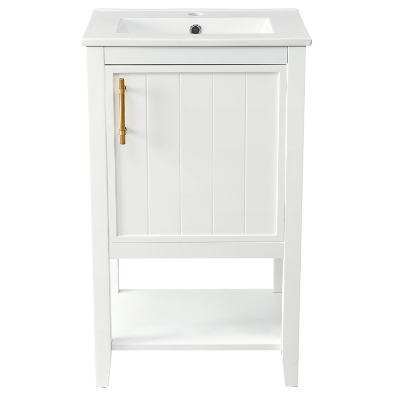 Ensemble de meuble-lavabo simple avec plateau Ledia, Blanc