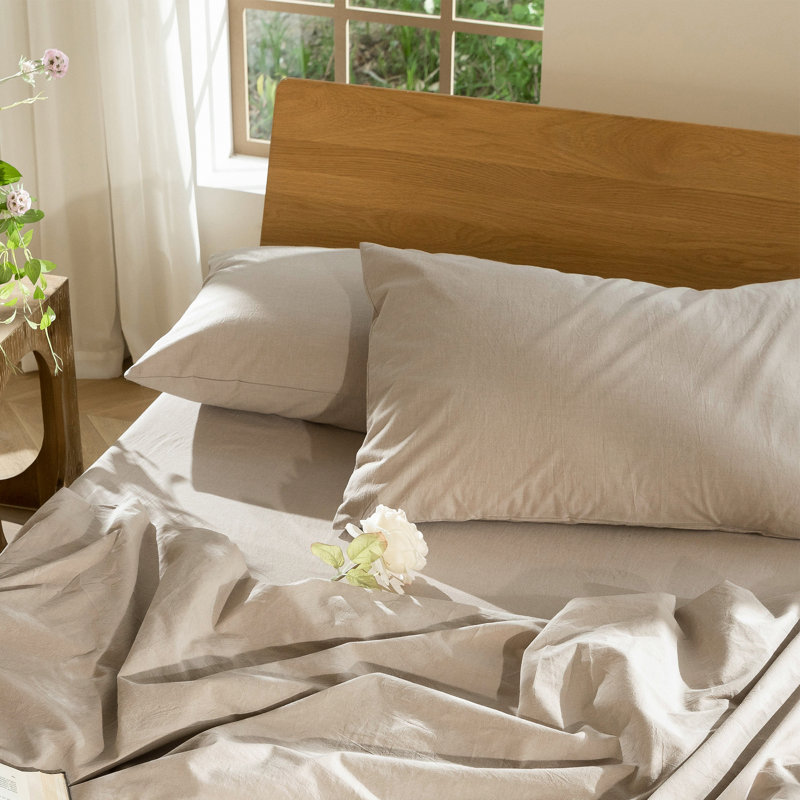 Fermeture de l'enveloppe des taies d'oreiller MooMee,  Très grand (20 po x 36 po), Taupe
