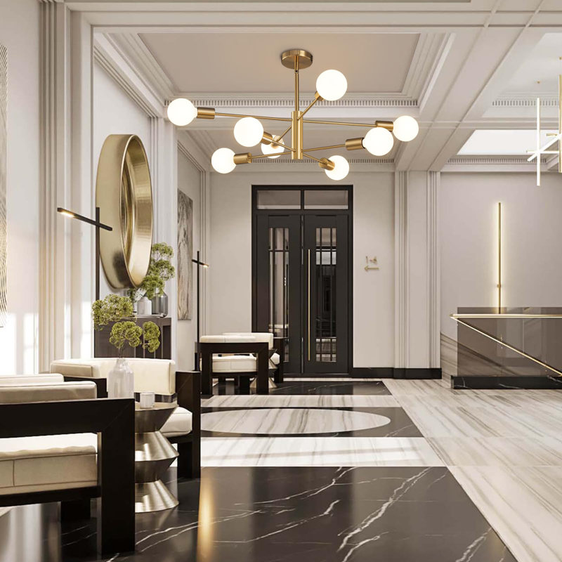 Viaansh Modern Linear Chandelier, Gold