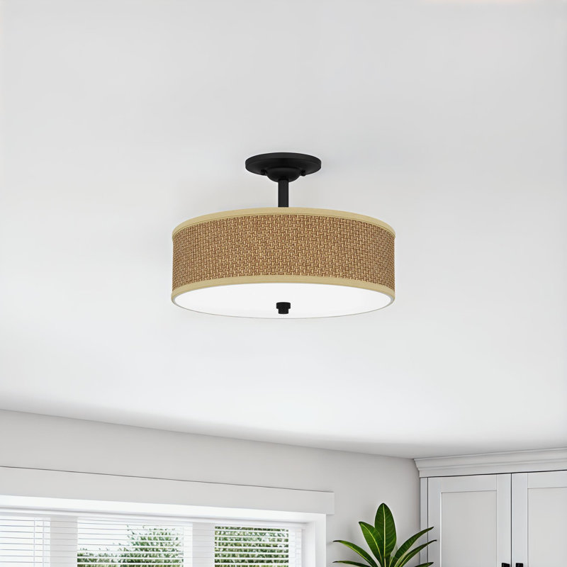 3 - Light 17" Unique/Statement Drum Semi Flush Mount