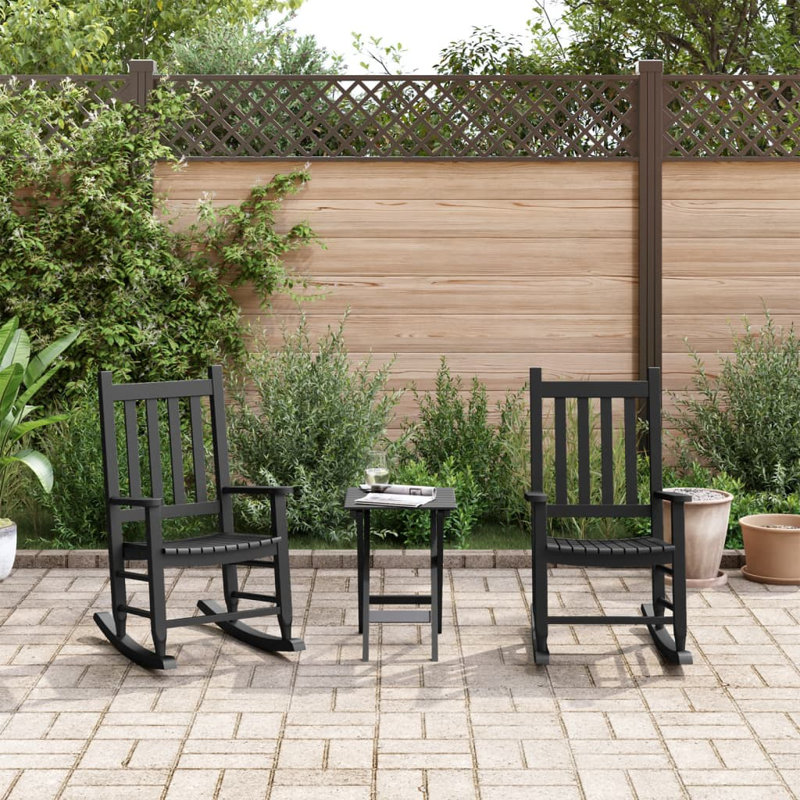 Buie Solid Wood Rocking Chair, Black